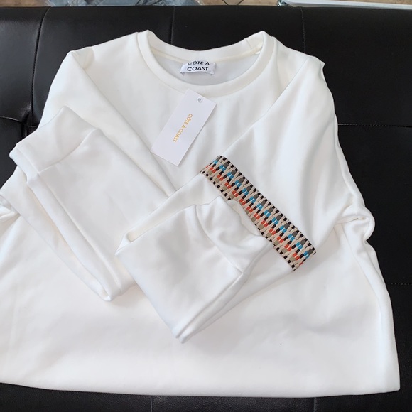 Cote A Coast Womens Sleeve Trim Sweatshirt Large - Picture 2 of 7